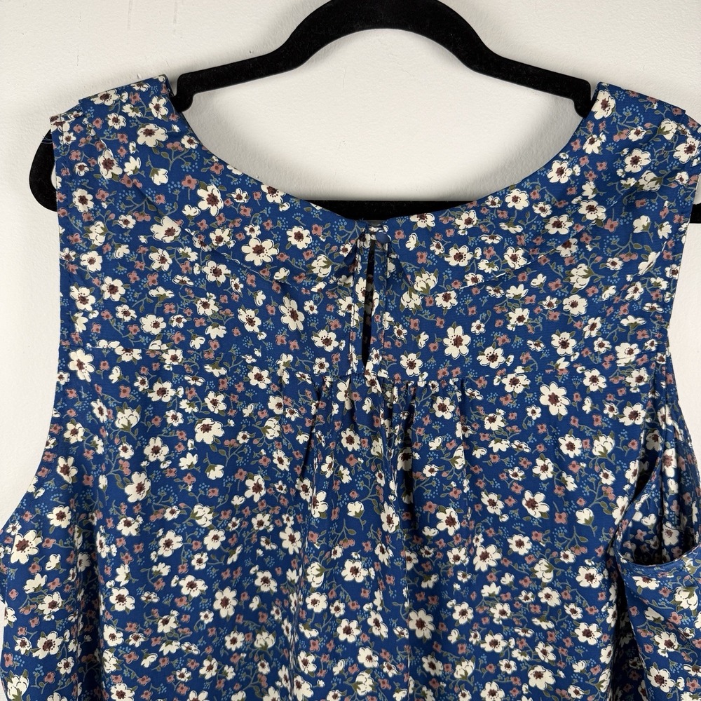 Floral Sleeveless 2X Blue Floral‎ Blouse Tank Top Womens Cottagecore Peasant - Picture 8 of 11